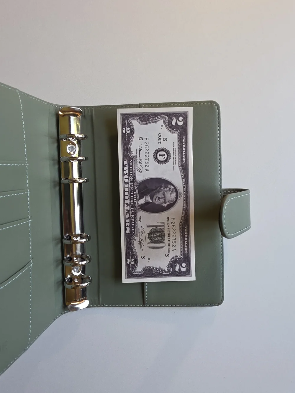 A6 6-Ring Olive Green Snap-Closure Faux Leather Budget Planner